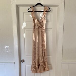 Show Me Your MuMu Elegant High Low Dress in Beige